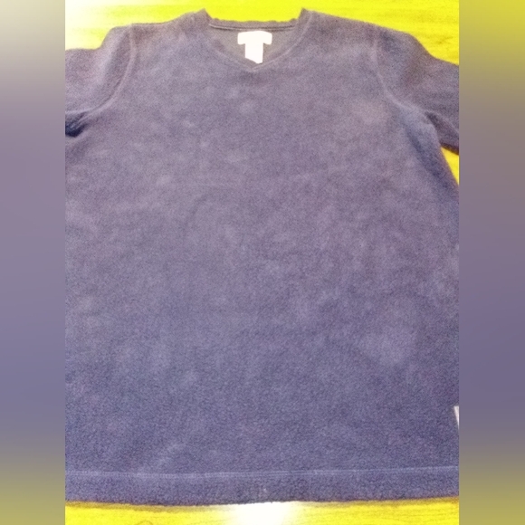 New York Laundry Tops - New York Laundry Navy Blue V-Neck Long Sleeve Women's Fleece Pullover Top Size M